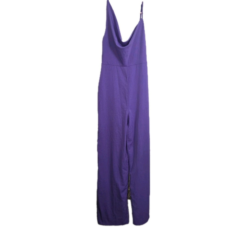Lulus NWT purple Wide Leg Pant Suit‎ Jumpsuit Womens Medium Formal Cowl Neck